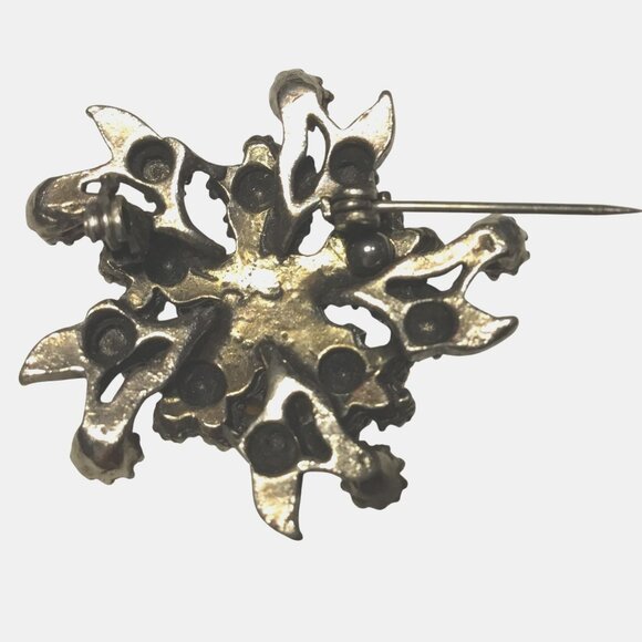 VTG Opaline Heart Brooch Lucite OR Glass Pastel Rhinestone Faux Pearl 1950s MCM - Picture 6 of 6